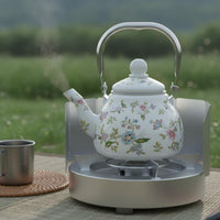 Enamel Kettle Induction Compatible Floral Stovetop Teapot