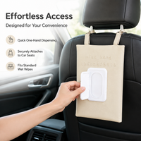 Reusable Baby Wipes Dispenser Travel, PU Leather Wet Wipe Pouch 20x12x5cm, Portable Car Wipes Dispenser for Handbag & Stroller
