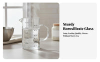 Heat Resistant Glass Measuring Cup Clear Scale Markings Borosilicate Glass Measuring Jug Large Capacity for Bakers, Cooking, Laboratory, Bar
