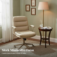 Upholstered Swivel Chair Padded Armrests Upholstered Roller Chair for Adults