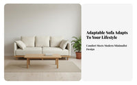 Narrow contour 3-Seater Wooden Frame Settee Space-Saving Design Sofa Nordic aesthetic Couch Removable and cleanable Cover for Small Apartment Dwellers, Homeowners, Families, Living Room, Lounge Area, removedice