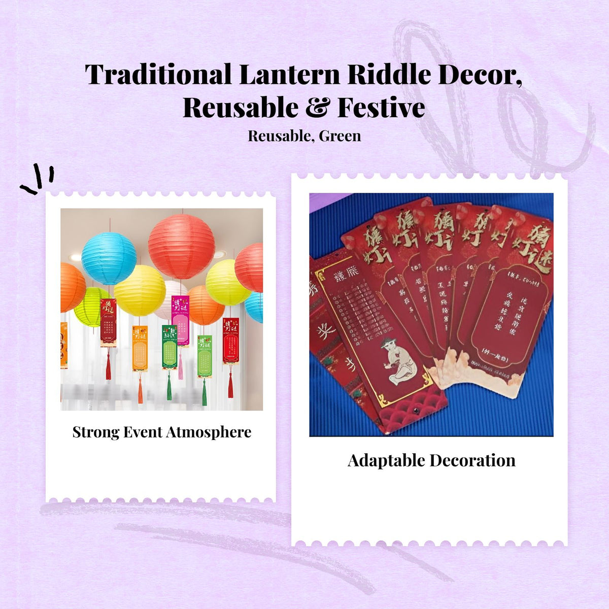 Lantern Riddle Card, Hanging Paper Lantern, DIY Blank Strip