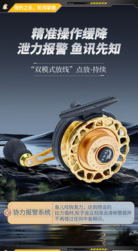 Jin Biao Wang All-Metal Ice Fishing Reel with Drag Alarm and One-Key Slow Drop