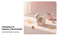 Cute Design Ceramic Cat Statue Light Luxury Design Porcelain Kitten Figurine Excellent Workmanship for Children, Living Room, Shelf