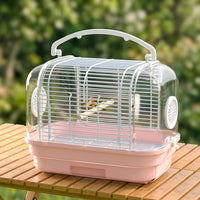 Portable Bird Cage with Handle, Hard-Sided Outdoor Bird Carrier for Parrot Travel, Small Bird Cage with Removable Tray for Easy Cleaning