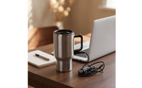 Car Mug with Cigarette Lighter Plug Stainless Steel Heated Cup for Road Trippers