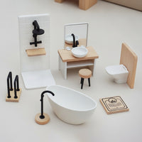 8 Pieces 1:12 Scale Dollhouse Lavatory Complete Miniature Lavatory Scene Compact Fixtures for Kids