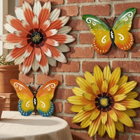 4 Pieces Metal Flower Wall Decor Set 3d Design Metal Wall Decor Set for Indoor
