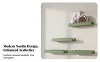 Easy Installation Minimalist Wall Mounted Shelf Space Saving Scalloped Border Wall Shelf Invisible Bracket for Homeowners, Living Room