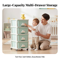 Rolling Toy Storage Carrier Large Capacity Drawer Unit Easy Assembly