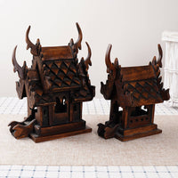 Southeast Asian Design Handmade Wooden House Ornament Traditional Thai Wood House Decor for Entryway