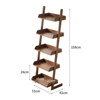 Leaning Shelf Freestanding Shelf with Tray Tiers Space-Saving Wall-Leaning Bookshelf for Plant Lovers