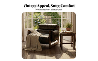 Single-Seater Armchair Light Luxury Aesthetic Upholstered Armchair with Wood Legs Comfortable supportrest Thickly Padded padding