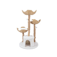 Solid Wood Cat Tree with Scratching Posts and Condo for Medium Cats