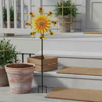 Floral and Bees Stake Whirligig Weather-Resistant Floral Wind Whirligig Bright Colors Outdoor Decor for Patio