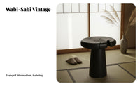 Wabi-Sabi Design Toadstool-Shaped-Shaped Seat Natural Wood Texture Toadstool-Shaped-Shaped Table Rustic Aesthetic Side Stool Multi-Purpose for Interior Designers, Boutique Business Owners, Homestay, Living Room, Entryway, Bedroom