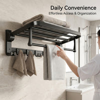 Bathroom Accessories Set with Wall Mounted Towel Rack for Washroom, Foldable Aluminium Storage for Apartment Families