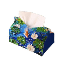 Luxury Floral Leather Tissue Box for Desktop, High-End