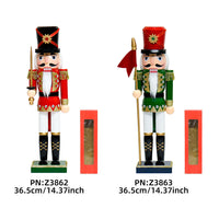 25 New 38CM Flat-Top Flag Soldier Nutcracker Solid Wood Decorative Puppet Gift Craft Christmas Ornament