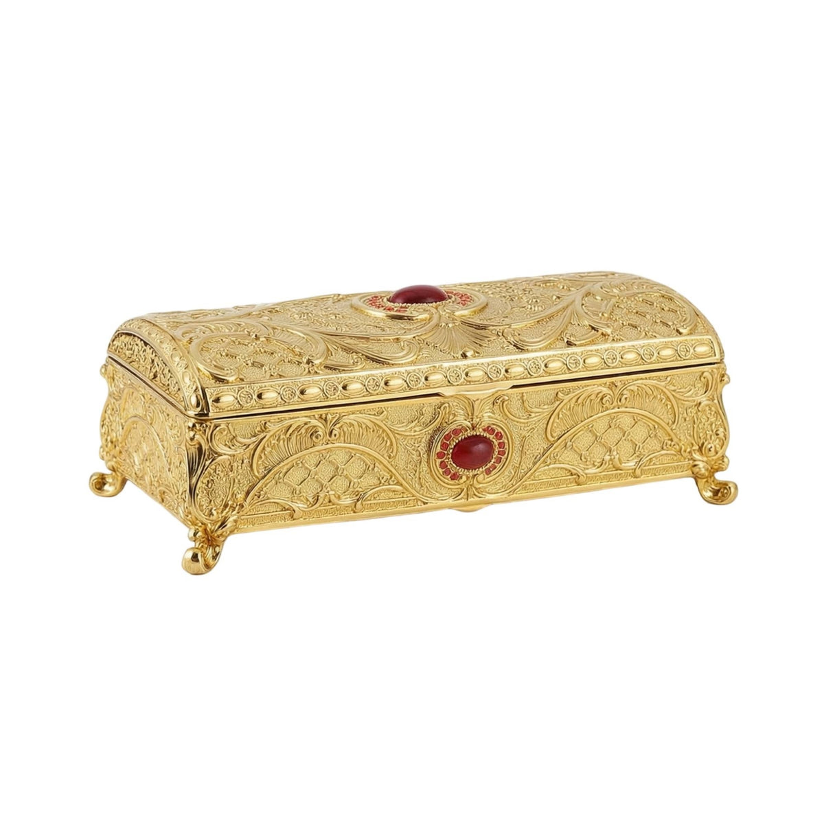 Embossed Jewelry Box with Hinged Lid Decorative Jewelry Box with Feet Rectangular Elegant for Dresser