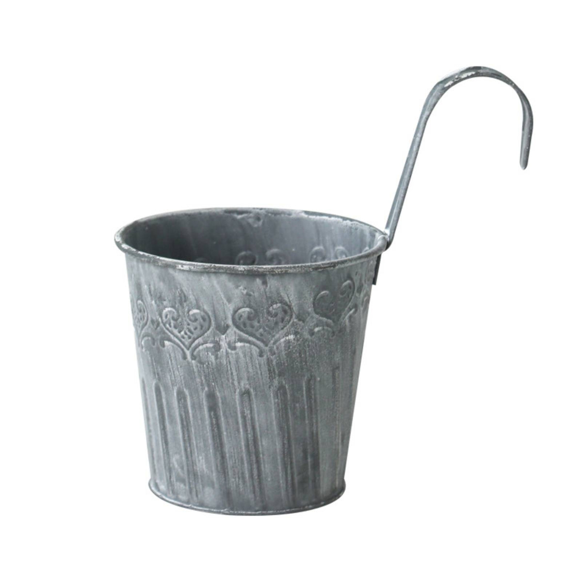 Hanging Flower Pot Distressed Plant Pot with Hook Ribbed for Fence, Patio
