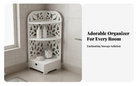 2-Tier Corner Organizer Space-Saving Tiered Organizer with Drawer Waterresistant Countertop Shelf for Homeowners, Students, Washroom, Kitchen