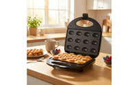 Nonstick Breakfast Maker Electric Baking Machine with 12 Cavities Countertop Snack Maker Compact for Busy Professionals, Students, Kitchen, Dorm Room, Apartment