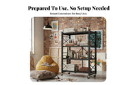 Installation-No-Cost Foldable Rolling Shelf No Assembly Required Collapsible Wheeled Rack Movable with Wheels Household Storage Multi-Functional for Students, Renters, Homeowners, Dorm Room, Bedroom, Office, Kitchen