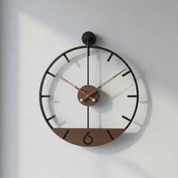 Black Metal-and-Woodgrain Clock Markers Wood Highlight Wall Clock Hands Timepiece