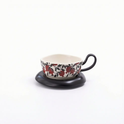 Ceramic Cup with Saucer Glazed Coffee Cup and Saucer Set Food-Safe for Breakfast
