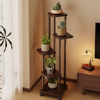 Plant Stand with Wheels Multi Level Rolling Plant Stand Stepped Flower Pot Rack for Apartment Dwellers, Living Room, Balcony, Corner