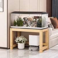 Heavy Duty Aquarium Base Stable Design Solid Wood Aquarium Rack Anti-Slip Foot Pads Wooden Fish Tank Stand for Living Room, Balcony, Bedroom