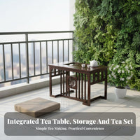 Integrated Beverage Ceremony Table Chinese Appearance & Layout Household Furniture Space-Saving for Homeowners, Renters, Living Room, Balcony