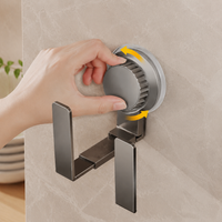 Lid Holder Suction Cup, 2-Piece Set Retractable Lid Holder for Kitchen, Adjustable 7-9cm, Gunmetal Grey Carbon Steel