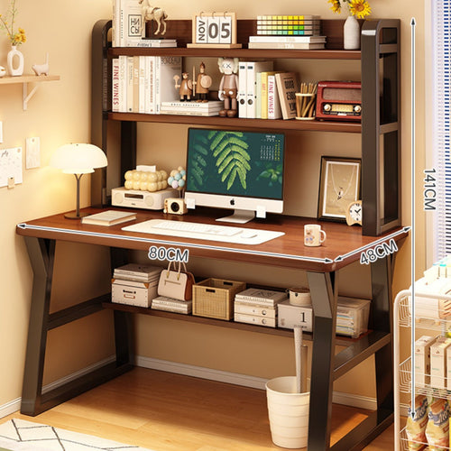 Desk with Bookshelf Writing Desk with Drawers Multi-functional Study Table Engineered Wood Stable Construction Suitable for Students Bedroom Dorm Room