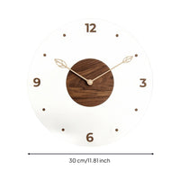 Clock with Walnut Center Modern Wall Clock with Glass Lens Wooden for Homeowners
