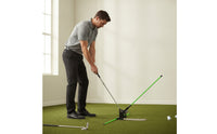 Alignment Golf Swing Training Aid Adjustable Golf Swing Guide with Rods Instant Feedback Equipment Muscle Memory for Golfers, Beginners, Practice Mat