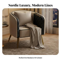 Upholstered Barrel Chair Light Luxury Indoor Seating Nordic Design Minimalist Aesthetic for Hoteliers, Homeowners, Living Room