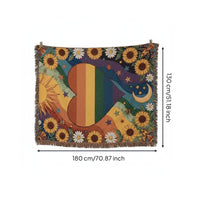 Retro Sun and Moon Blanket Multi-Functional Bohemian Heart Tapestry