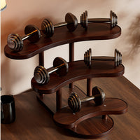 Desktop Storage Rack Walnut-Finish Tabletop Mug Rack with Three Shelves Multi-Level Shelving for Countertop