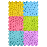 6 Pieces Tactile Floor Tiles Raised Textured Puzzle Play Mat for Playrooms, Kids