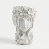 Hand-Finished Planter with Floral Motif Multi-Purpose Resin Planter Sturdy Sculptural Vase Lightweight for Garden
