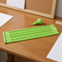 Hinged Top Braille Slate and Stylus Dot-Cell Openings Braille Writing Board Plastic Learning Aid Green