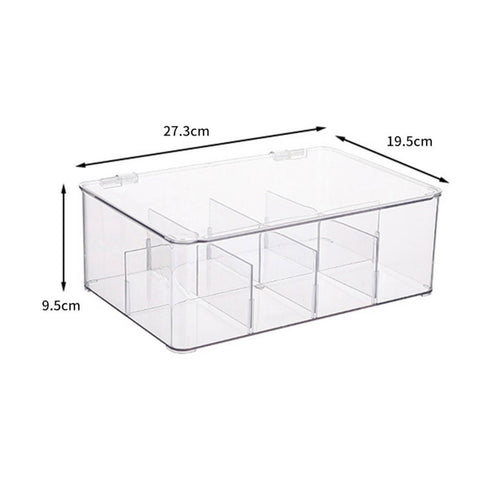 Tea Bag Organizer Transparent Lidded Compartment Box Easy to Clean for Desktop
