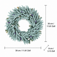 Spring Door Wreath 30cm, Semi-Handmade Decorative Wreath for Front Door, Country Style Spring Decoration, Artificial Flower Wreath for Renters