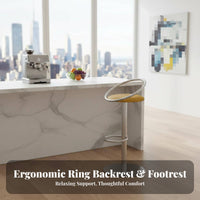 Adjustable Pedestal Stool Minimalist Design Pedestal Bar Stool Upholstered Seat Ergonomic Backrest for Business Owners, Bistro