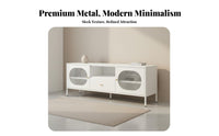 Minimalist Design Metal Entertainment Center Easy to Clean TV Cabinet Set Multi-Functional Modern Media Cabinet Ample Storage for Homeowners, Families, Young Adults, Den, Apartment, Bedroom