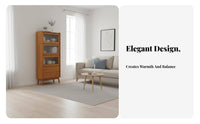 Nordic aesthetic Glass Door Hutch Modern Design Hutch with Glass Doors Floor-Standing bookshelf Large Capacity for Book Lovers, Collectors, Homeowners, Living Room, Home Office