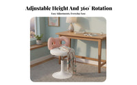 Round plush rotating Stool Upholstered Seat Vanity Chair Sturdy Construction