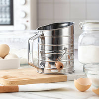 Hand Crank Flour Sifter with Scale Measuring Flour Sifter Easy to Use Powdered Sugar Duster for Home Kitchen
